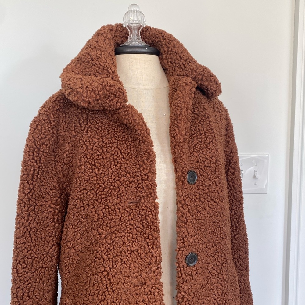 J crew faux fur Sherpa teddy coat